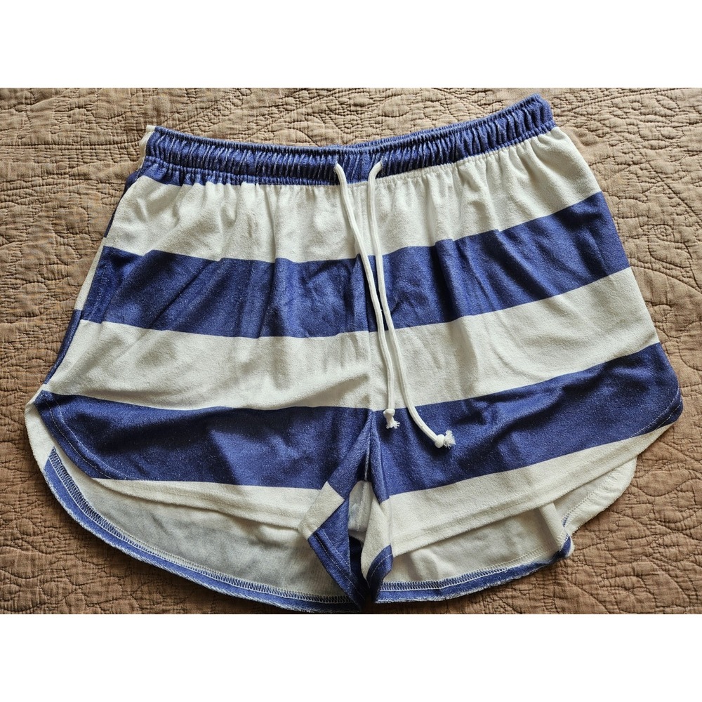 NWOT Blakeley Striped Blue and White Drawstring Shorts W/Pockets - L/XL